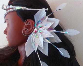 Star Lite Star Bright Hand Cut and Painted Feather Ear cuff for Festival Outfit, Bridesmaids, Rave Costume, Carnival Monday Wear