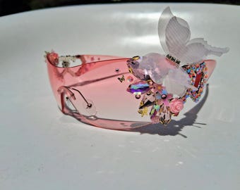Handmade Crystal Butterfly Festival Glasses | Fairycore | Rave Wear | Fantasy Fashion Sunglasses