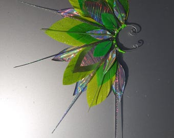 Chryso Starship Hand Cut Feather Ear cuff for Festival Outfit, Bridesmaids, Rave Costume, Carnival Monday Wear
