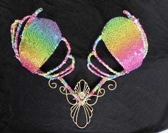 Festival, Samba, Carnival Mermaid Shell Cup  Bare Wire Bra Frame