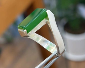 Green Agate Ring: Handmade Sterling Silver Sabz Aqeeq - Spiritual Gift