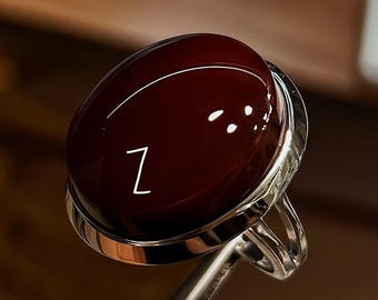 Dark Red Yemeni Aqeeq Agate Ring: Handmade Sterling Silver, Spiritual Gemstone
