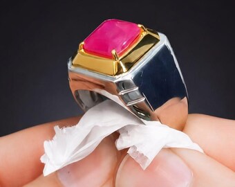 Natural Ruby Ring: Oval Red Gemstone, Silver Leaf Band, Vintage Style