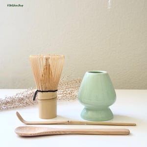 Matcha Whisk Set | Bamboo Matcha Whisk, Whisk Holder, Scoop & Spoon | Traditional Japanese Tea Set | Matcha Accessories Kit |Matcha Gift Set