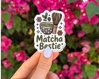 Matcha Bestie Sticker • Waterproof Kawaii Green Tea Decal
