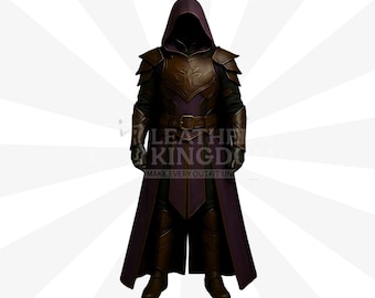 Men’s Brown Leather Hooded Armor | Medieval Fantasy Assassin Costume | Dark Warrior Cloak Cosplay LARP Outfit