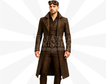 Steampunk Winter Guardian Leather Costume | Victorian Time-Walker Warrior Coat | Fantasy Alchemist Trench Armor
