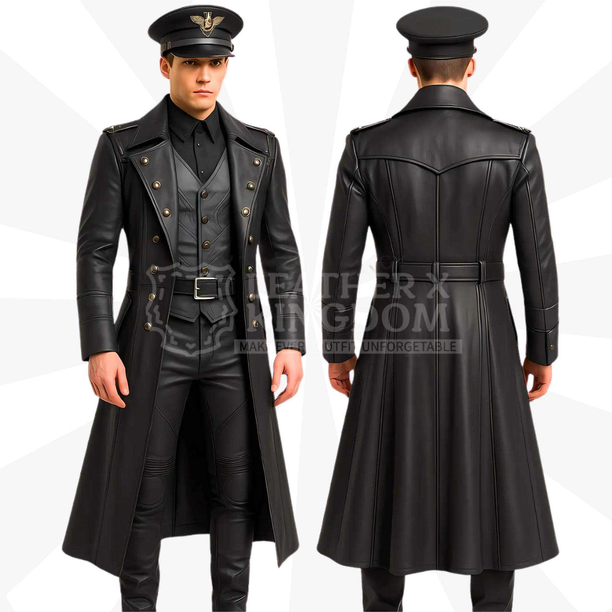 Imperial Shadow Officer Leather Coat | Military Gothic Assassin