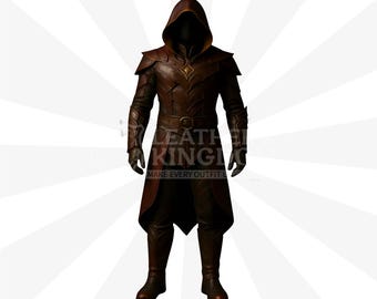 Dark Nightfall Commander Leather Trench Costume | Deep Brown & Black Warrior Coat | Stealth Combat Gear