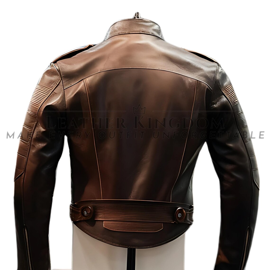 Mens Fashion Leather Motorcycle Jacket Brown Biker Stand Collar main image 1