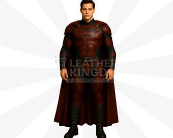 Dark Raider’s Crimson & Black Superman-Inspired Costume | Handmade Tactical Warrior Combat Cloak | Superhero Gear