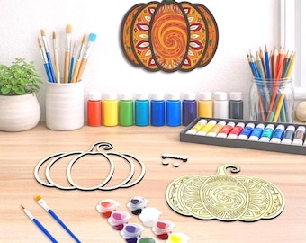 Intricate Floral Mandala Pumpkin | DIY Wood Craft Kit for Adults
