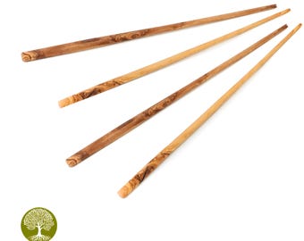 4 handgefertigte Essstäbchen aus Olivenholz (2 Paare)