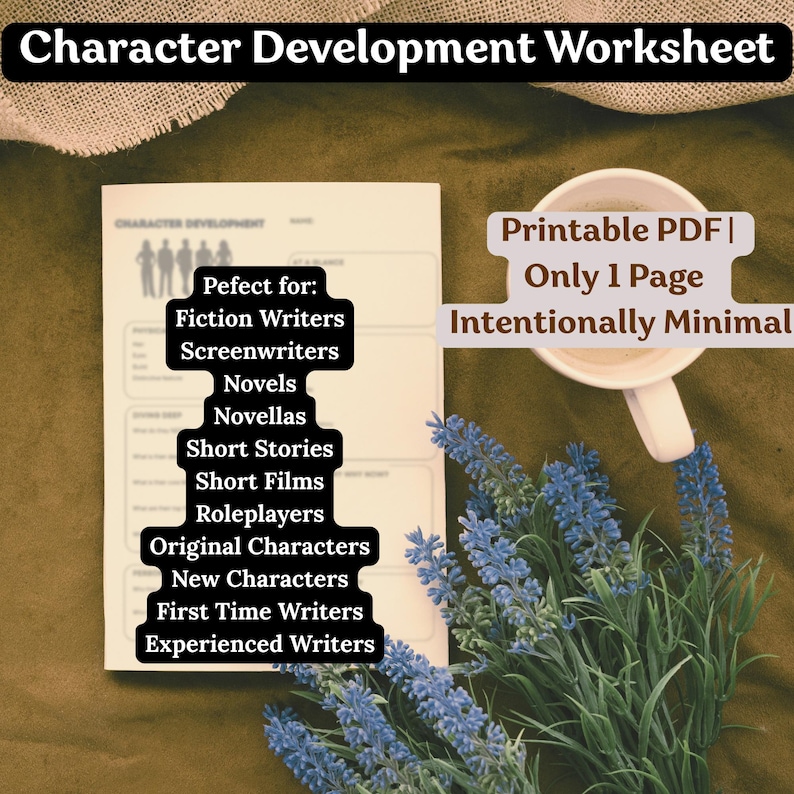 Character Development Worksheet for Writers | Printable PDF | Novel ...