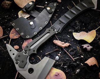 Hacha mejorada de Leon Kennedy de Resident Evil Requiem / Funda de cuero / Hacha de espiga completa de RE9