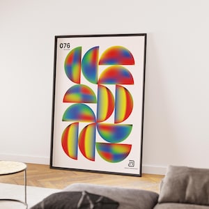 Cartaz geométrico para impressão - arte moderna, arte digital, cartaz colorido JPG, decoração de interiores, Jakub Miernowski, 076, B0, B2, B4, B6