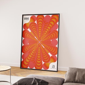 Arte abstrata para interiores - pôster digital para impressão, estilo retrô psicodélico, estilo anos 70, 066, Jakub Miernowski, B0, B2, B4, B6