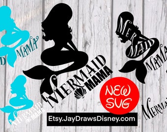 Paquete de 6 archivos SVG de sirena para Cricut. Incluye PNG.