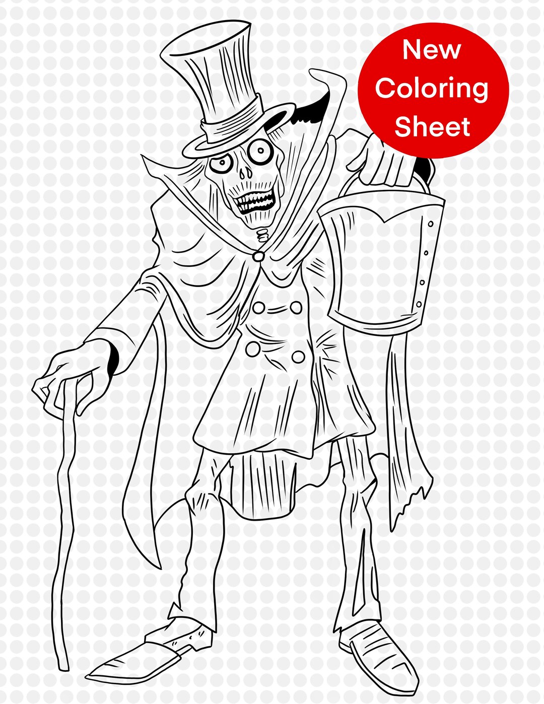 Hat Box Ghost Haunted Mansion Disney Art Coloring Pages Sheets Etsy