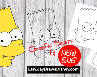 Bart Simpson SVG Cutting Files for Cricut and Coloring Pages and Sheets