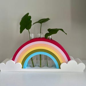 3D Printed Rainbow Plant Propagation Station with Glass Tubes