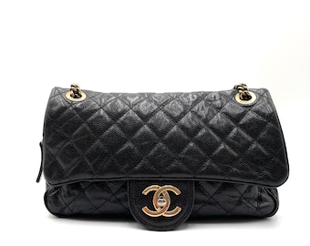 Chanel Crumpled Grained Calfskin Quilted Medium Shiva Flap