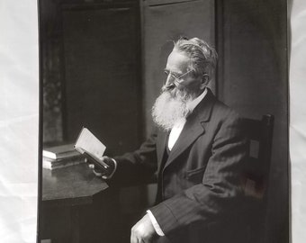 1890's Image of Man Reading - Darkroom Print from 8"x10" Glass Plate Negative - from Kansas Photographer