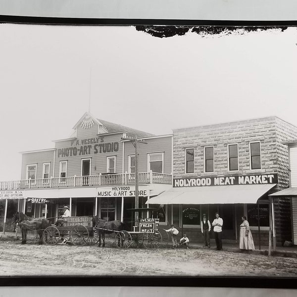 1880's Holyrood Kansas Photo Studio 8"x10" Darkroom Printed Contact Image from Glass Plate Negative