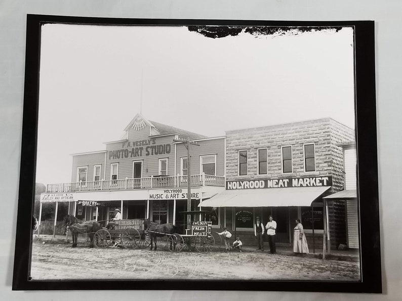 1880's Holyrood Kansas Photo Studio 8x10 Darkroom Printed Contact Image from Glass Plate Negative image 1