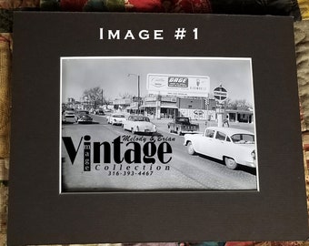 1950s Street Scenes in Wichita KS (set of 4) Different B&W 5x7 Images Matted Darkroom Printed Photographs