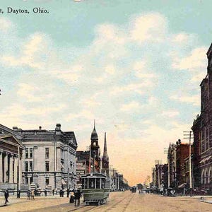 Carte postale 1910c de tramway de Dayton, Ohio, North Main Street