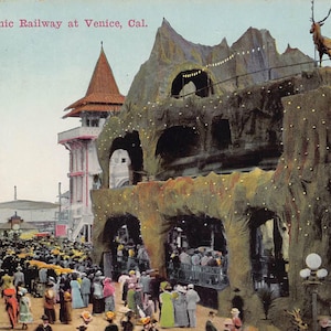 Scenic Railroad Amusement Park Ride Venice Californie 1910c Carte postale