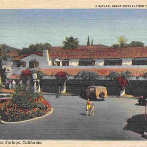 Bureau de poste voitures Palm Springs Californie 1948 carte postale en lin