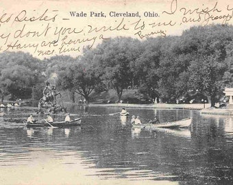 Boating on Lake Wade Park Cleveland Ohio 1907 #1 postcard