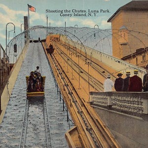 Luna Amusement Park Tir dans les chutes Coney Island New York 1925 Carte postale