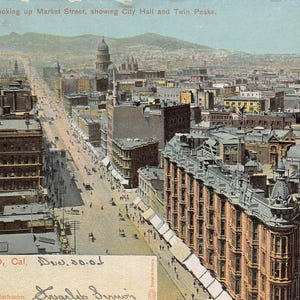 Panorama di Market Street Municipio Twin Peaks San Francisco California 1904 cartolina