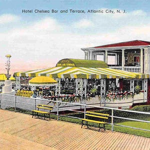 Cartão postal de linho do Hotel Chelsea Terrace Atlantic City, Nova Jersey, década de 1940