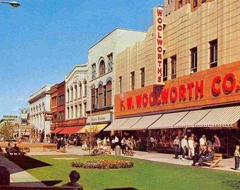 Woolworth Store The Mall Kalamazoo Michigan 1960s postcard