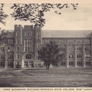 Home Ökonomie GebäudeMichigan State College Universität East Lansing MI 1940er Jahre Postkarte