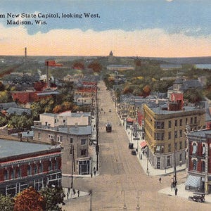 Vista panoramica dal Campidoglio di Madison, Wisconsin, cartolina del 1910