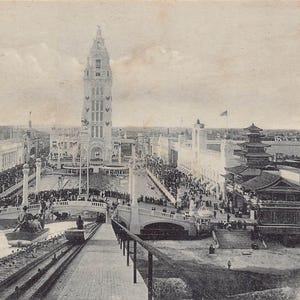 Vue principale du parc d'attractions Dreamland Coney Island New York Carte postale 1905c