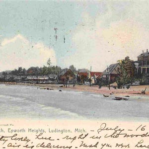 Plage Epworth Heights Ludington Michigan 1907 Carte postale rotographe