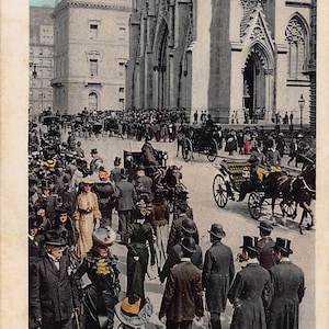 Quinta Avenida em uma manhã movimentada, Nova York, NYC, NY, cartão postal de 1905c