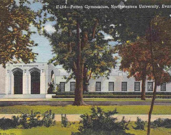 Patten Gymnasium Northwestern University Evanston Illinois 1950s linen postcard