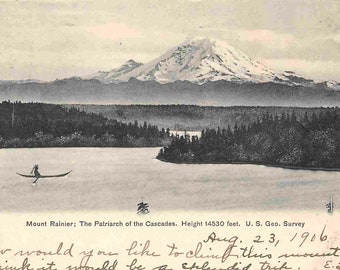 Mount Rainier Cascade Mountains Washington 1906 postcard