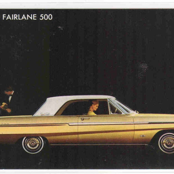 Ford Fairlane 500 1965 car advertising postcard