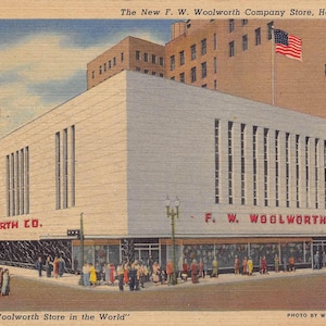 F W Woolworth Store Houston Texas 1940 Carte postale en lin