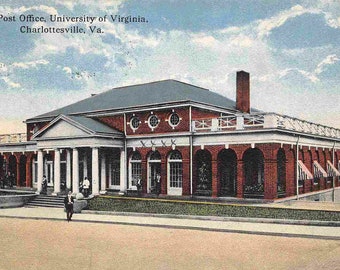 University of Virginia Post Office Charlottesville VA 1918 postcard