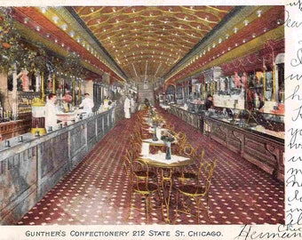 Gunther Confectionery Candy Store Interior Chicago Illinois 1906 postcard