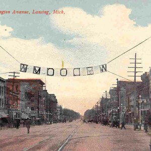 Carte postale des années 1910, Washington Avenue Lansing, Michigan
